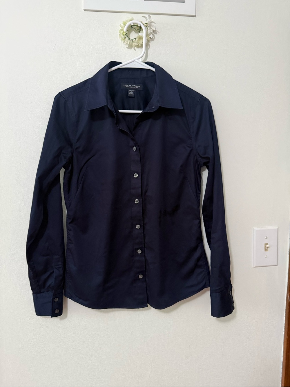 Banana Republic Navy Button-Down Stretch Shirt